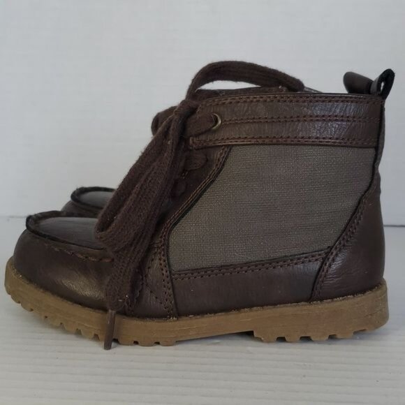 THE Children's Place Brown Ankle Boots Shoes Vegan Leather Zip Lace Up KIDS 9 - Picture 5 of 13